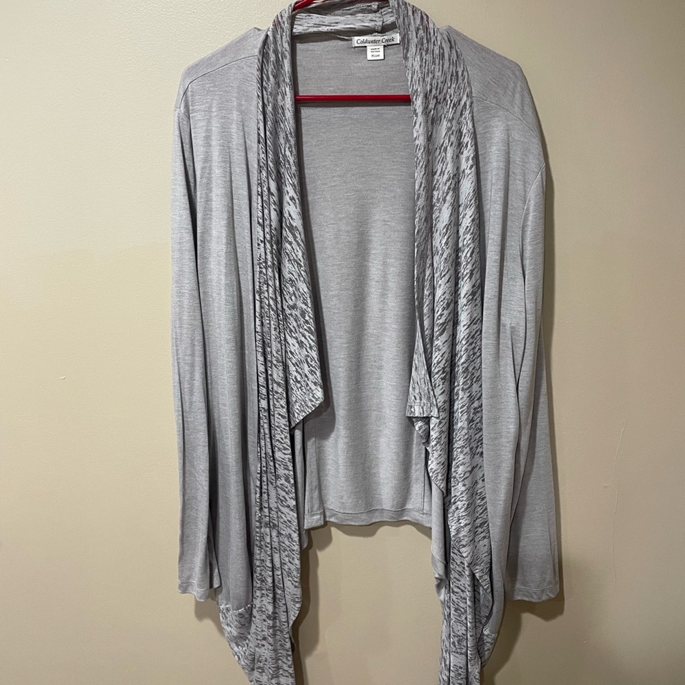 Coldwater Creek Women's Heather Gray Drape Cardigan